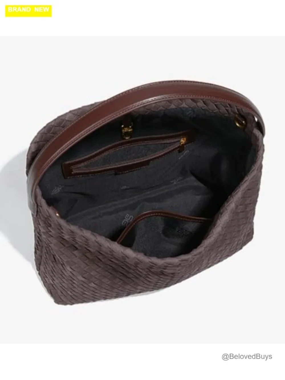 Faux Suede Woven Hobo Shoulder Bag with Top Handle and Crossbody Strap